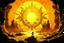 Placeholder: A yellow light realm kingdom with a sun designed in cave paintings