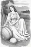 Placeholder: bible Realistic Beautiful Natural Ruth laying on the hay sleeping full body picture Black and white Coloring page