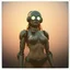 Placeholder: steampunk, vintage analog polaroid of a woman robot, sexy female body, fog, lomography, heavy film grain, sunset, color bleed, depth of field, bokeh, retro,