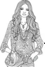 Placeholder: Outline art for coloring page OF 1960'S HIPPIE WOMEN'S BLOUSE, coloring page, white background, Sketch style, only use outline, clean line art, white background, no shadows, no shading, no color, clear