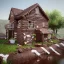 Placeholder: House cake chocolate waterfall made of chocolate is flowing, unreal engine