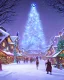 Placeholder: A magical snowy warlock Christmas market with a large Christmas tree