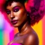 Placeholder: full body shot, masterpiece, best quality, woman, dark skinned, sparkling eyes, fluorescent skin, colorful makeup, afro, highly detailed body, sun light, 4K, RAW, depth of field, high contrast, realistic details, 24mm