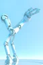 Placeholder: Draw mechanical arm with slender flexible structure and flexible joint. The three-dimensional structure in the figure needs to be filled with color, and the background uses the light blue sky composition.