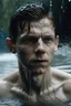 Placeholder: young tom holland, zoom out, shirtless, face covered in water