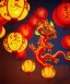 Placeholder: cute baby chinese dragon surrounded by lanterns, colorful detailed photo realistic 3d pixar render 4k, trending on artstation