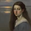 Placeholder: A portrait of young woman at twilight painted by Piet Mondrian