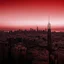 Placeholder: a dark city view, amidst an ambiance of red hues and romantic undertones.