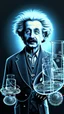 Placeholder: Albert Einstein, detailed and intricate calligraphy ink painting of a "cyborg Mad Scientist" holding beakers, outer space Background cosmic fractals, dystopian, concept art, unreal engine 5, god rays, ray tracing, RTX, lumen lighting, ultra detail, volumetric lighting, 3d, finely drawn, high definition, high resolution. award-winning: professional portrait: atmospheric: commanding: fantastical: clarity: 16k: ultra quality: striking: brilliance: stunning colors: amazing depth: masterfully crafted