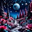 Placeholder: Detailed creepy odd landscape made of modeling clay, naïve, people walking, Tim Burton, flowers, stars and planets, Harry Potter, strong texture, extreme detail, decal, rich moody colors, sparkles, clean, bokeh, odd