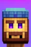 Placeholder: a portrait of a purple Minecraft block face, cute, farmer look, 2d, large pixel style