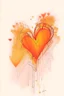 Placeholder: Hearts abstract wet watercolour in the style of Agnes Cecile with thin sketchy pencil lines, red orange yellow