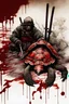 Placeholder: blood, guts, wildflower, intricate, darkred tones, turtle samurai, watercolor illustration by <John Kenn Mortensen> <Yoji Shinkawa>,