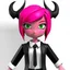 Placeholder: ROBLOX woman character pink hair with horns with white t-shirt and black tie