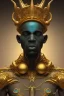 Placeholder: black male African alien, cracks in the head, wicked, Asian eyes, crown, blood, 8k, finely detailed, photo realistic, Boris Vallejo style turquoise skull head gold dragon space alien rain skeleton gold tooth silver helmet silver space suit spaceships