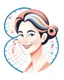 Placeholder: DNA molecule hair thread imitation logo pastel peach colors, smiling face, an older woman