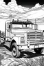 Placeholder: Outline art, no shading, truck, black and white, no shading, ow detail, --ar 9:11