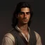 Placeholder: young tanned mediterranean nobleman with sharp features and long straight dark hair industrial era grimdark realistic