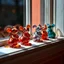 Placeholder: 🏁 Enameled glass figurines of anthropomorphic mice arraigned on a windowsill, image guided by ρ( ∂t ∂v +v⋅∇v)=−∇p+μ∇ 2 v+f , photorealism, HD digital photography, warm colors