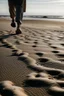 Placeholder: big feet walking on sand from back