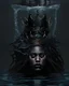 Placeholder: queen of darkness drowning in water with a crown, queen with her back, hair hiding face