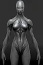 Placeholder: a tall feminine grey skinned humanoids aliens with dark hair like fibers, dense muscles and bones as strong as steel an upper chest uses a flexibility bone structure and a lower chest uses a protective bone structure and limbs that are triple jointed and the third segment is quad-boned