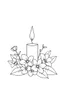 Placeholder: outline art for square Heart Candle Plumeria Ikebana style coloring page for kids, classic manga style, anime style, realistic modern cartoon style, white background, sketch style, only use outline, clean line art, no shadows, clear and well outlined
