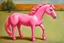 Placeholder: Big pink plastic toy horse.19th painting