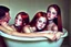 Placeholder: digital art of beautiful young auburn hair teenage girls with dad in the bedroom in a bathtub with grandpa hugging bare lips