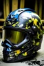 Placeholder: motorcycle helmet, comics picture batman on helmet, bat, flakes dye