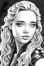 Placeholder: Beautiful black and white pencil drawing of Emilia Clarke from Game of thrones. She has long wavy platinum blonde hair. There is a tiny winged dragon on her shoulder. The background is all black. She is looking at the viewer.