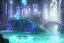 Placeholder: Crystal Dwellings blue rose, fontaine blue lumières bleu,lac,cascade,aurore boreale rose bleu