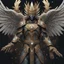 Placeholder: A battle suit made of galaxies and stars with a glove that has seven endless stones,A god-like man with infinite power who owns the galaxies,God-like man with infinite power who owns the galaxies and wears a beautiful crown, a jewel of diamonds and galaxies with weapons riding on a creature with an eagle head and eagle wings and eagle hands