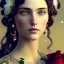 Placeholder: nose::-0.9 portrait young long green haired 1920 Victorian woman, stunning portrait of a beautiful rich young Victorian woman portrait:: red rose flower background, concept art in the style of Yoji Shinkawa, a hyper realistic close-up portrait, 4K symmetrical portrait, in-focus, trending in artstation, cgsociety, 8k post-processing highly detailed, Craig Mullins, Casey Baugh, wlop, Sharandula, Tom Bagshaw, Ross Tran, Artgerm, dramatic, moody lighting, characters 8K symmetrical, artstation, cinem