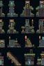 Placeholder: 2D sprite sheet immeuble escalier délabré