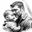 Placeholder: Fathersday illustration, real art, design, realistic, high quality, black and white