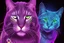 Placeholder: Black light art, neon cat