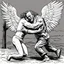 Placeholder: [art by Charles Bukowski] Jacob wrestling with angel