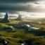 Placeholder: beautiful Futuristic city in Iceland countryside