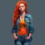 Placeholder: pretty girl, young adult, ginger, conventionally attractive, colourful clothes, realism, jeans, sexy, curvy, thick