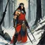 Placeholder: [art by Antonio Sant'Elia] THE DEATH DEALER: tribeless barbarian in a large forest that, after the end of the Ice Age, will one day become the Mediterranean sea. When the Mongol-esque Kitzaak Horde invade the forest, various parties try to recruit Gath's aid to defend against them. One of them, the beautiful sorceress Cobra, gives Gath a helmet possessed by the god of death. The helmet gives him godlike power but at the same time tries to break Gath to its will. With the help of the worldly trav