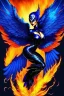 Placeholder: dark, blue phoenix, flaming wings, beautiful, smooth, flying, graceful