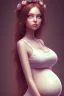 Placeholder: girl, cute, beautiful, pregnant, sundress, long hair, brown hair, brown eyes, wedding ring