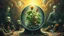 Placeholder: Hieronymus Bosch style nightmares plants in the galaxy , the plant earth globe, crystal balls