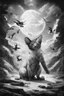 Placeholder: tom lee ethereum oracle of delphi in the jugle animals everytwhdre seeing the future in the style of surrealism black and white