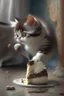 Placeholder: baby cat sneaking cake