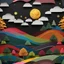 Placeholder: Completely dark black canvas, intricate paper art colorful landscape, beautiful and strong precisely crafted moon, three-dimensional rendering with depth and Christmas texture.