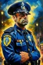Placeholder: A movie poster of a police officer in the style of oil painting