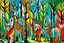 Placeholder: A multicolored woods with piercing eyed wolves painted by Pablo Picasso