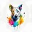 Placeholder: high quality, logo style, Watercolor, powerful colorful cute dog logo facing forward, monochrome background, by yukisakura, awesome full color,